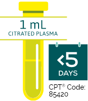 Graphic showing CPT code 85420 for plasminogen activity testing