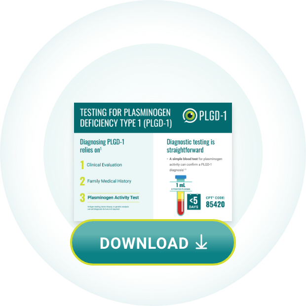 Plasminogen deficiency testing postcard